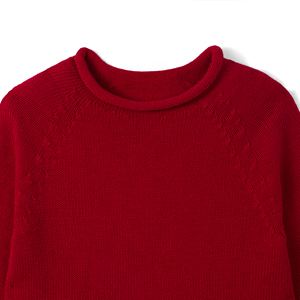 Suéter de Punto para Bebé, Cuello Alto, Manga Larga, Rojo, Unisex, Casual, Primavera, 100% Algodón, Una Sola Capa - Product Image 2