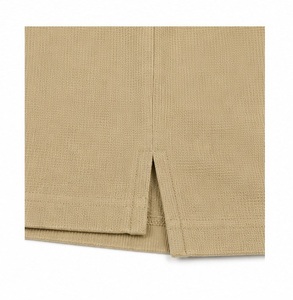 Custom Beige Solid <b>Waffle</b> Knit High Quality Men's Golf for <b>Shirt</b> Short Sleeve Casual Breathable Cotton Blend OEM ODM - Product Image 6