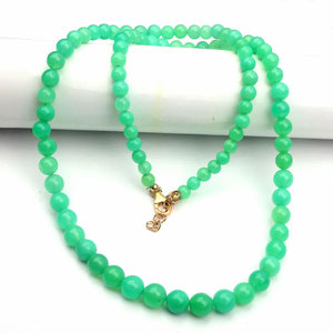 Collier de perles rondes en jade vert naturel et chrysoprase, fait main, vente en gros, pierres semi-précieuses - Product Image 4