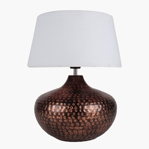 Modern design <b>Rustic</b> Hammered Copper Table Lamp Modern Bedside Nightstand Light White Fabric Shade Vintage Metal <b>Desk</b> Lamp - Product Image 1