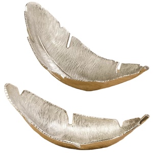 Recién llegado, Bandejas para servir alimentos en forma de hoja para hoteles y restaurantes domésticos con logotipo personalizado, forma redonda, acabado plateado - Product Image 1