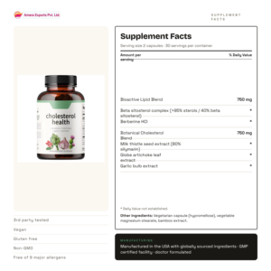 Cápsulas de Apoyo a la Salud del Colesterol, Suministro Directo de Fábrica, Fórmula Herbal con Berberina, Cardo Mariano, Ajo y Alcachofa - Product Image 2
