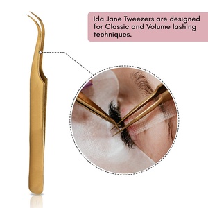 Pinces à cils avec emballage personnalisé, pinces à cils à pointe en fibre pour une tenue forte, idéales pour les extensions de cils - Product Image 2