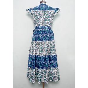 Vestido Maxi Natural Hecho a Mano, Transpirable, Casual, Vintage, para Uso Diario, de Corte Holgado, con Estampado Floral, Cuello en V, Manga Corta con Vuelo - Product Image 6
