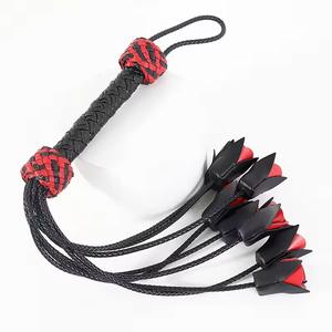 SPALL JP SPORTS Fouet équestre en cuir avec poignée en forme de rose, pour BDSM, fétichisme, clubs de nuit, fouet, batte, lanière, entraînement équestre - Product Image 4