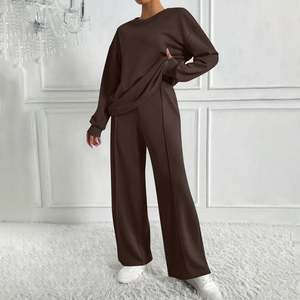 Ensemble de survêtements pour femmes, 2 pièces, surdimensionné, manches longues, tenues décontractées, sweat-shirt à col rond, pantalon de survêtement à jambes larges avec poches - Product Image 3