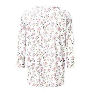เสื้อยืดคอกลมแขนสามส่วนพิมพ์ลายดอกไม้สำหรับผู้หญิงไซส์ใหญ่ เสื้อถักลำลอง พิมพ์ลายดิจิทัล ผลิตจากโพลีเอสเตอร์ จากบังกลาเทศ - Product Image 6