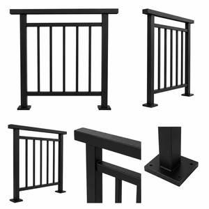 Balustrade de terrasse extérieure pour villa, montée au sol - Garde-corps en aluminium et fer noir mat, design moderne de haute qualité, résistant à l'eau - Product Image 1