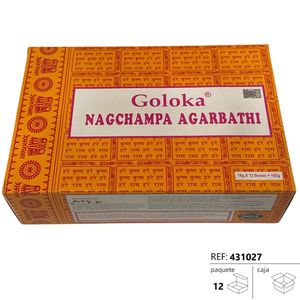 Goloka Nagchampa Agarbathi 16g X 12 Scatole Bastoncini d'Incenso Religiosi Prodotti in India - Product Image 1