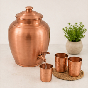 Distributeur d'eau en cuivre pur moderne et écologique au design magnifique, robinet anti-fuite, grande capacité, Matka d'eau ayurvédique pour la maison - Product Image 6