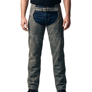 Cuissardes en cuir pleine longueur effet vieilli pour homme, style western, équestres, protection pour l'équitation - Product Image 1