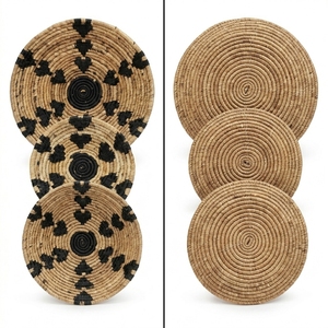 Ensemble de paniers en macramé en écorce de banane naturelle, panier mural suspendu, plateau rond peu profond, corbeille à fruits, décoration artistique pure pour la mise en scène de la pièce, artisanat - Product Image 3