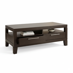 Mesa de Centro de Madera de Mango Hecha a Mano, Diseño Tradicional Convertible, Estilo Moderno, con Estante Inferior, para Sala de Estar - Product Image 2