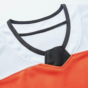 Custom Mesh Ice Hockey Jersey with V-Neck Neck - Blank Orange and White Sublimation Hockey Uniform for Men/Women, Practice & Gam - Product Image 5