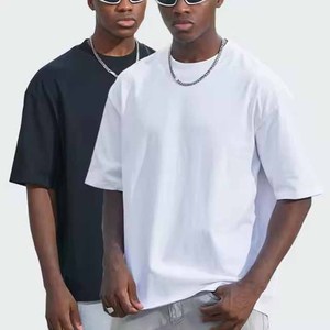High Quality Casual Regular Fit Heavyweight Black And <b>White</b> Oversized 100% Cotton Blank Custom Men's T-Shirt - Product Image 1
