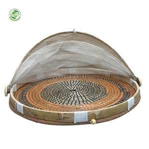 Seagrass food <b>cover</b> with round pattern Kitchenware and <b>table</b> decoration Wholesale eco-friendly Made in Viet Nam - Product Image 1