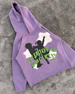 Sudadera con capucha y cremallera de estilo vintage, bordado personalizado, de alta calidad, 100% algodón, conjunto de sudadera y pantalones de felpa francesa. - Product Image 5