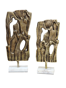 ประติมากรรมอะลูมิเนียมเคลือบสีบรอนซ์แบบนามธรรมสมัยใหม่บนฐานหินอ่อน ชุด 2 ชิ้น งานศิลปะตกแต่งแบบเปิดโล่งแนวตั้งร่วมสมัย - Product Image 4