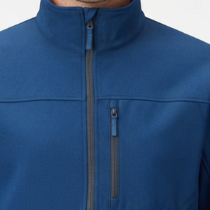 Veste bleue pour homme, fermeture éclair intégrale, col montant, coupe-vent, vêtement d'extérieur décontracté, coupe régulière, en polyester. - Product Image 5