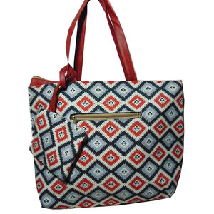 Fashionable Women’s Handbag Made of Durable Cotton <b>Canvas</b> with Traditional Ikat Print Design Eco-Friendly Reusable Shopping Tote - Product Image 1