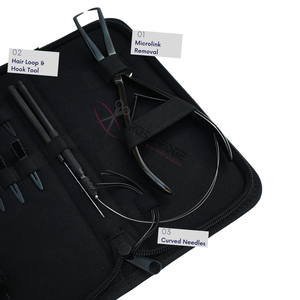 Kit de herramientas para extensiones de cabello Microlink negro con alicates para remover micro anillos y aguja curva de lazo para coser - Product Image 3