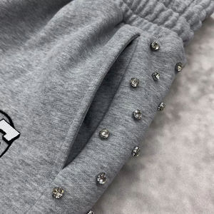 Wholesale Custom <b>Men</b> Mid Casual Oversized Baggy Sweatpants Wide Leg Canvas <b>Polyester</b>/Cotton Fleece Gym <b>Joggers</b> Stack Flares - Product Image 5
