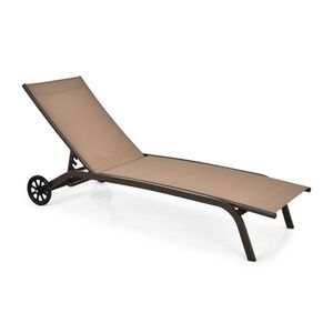 Adjustable 6 Position <b>Outdoor</b> Chaise <b>Recliner</b> with Wheels for Sun Lounging - Product Image 1
