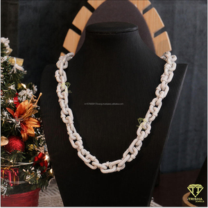 925 Sterling Silver Cuban Link <b>Chain</b> <b>Iced</b> <b>Out</b> VVS Moissanite Diamond Hip Hop Necklace for Men Fine Miami Style Jewelry - Product Image 4