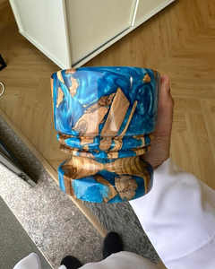 Brûleur à encens Bukhoor artisanal en résine époxy et bois d'acacia, flamme arabe intemporelle, support d'encens Oud artistique pour la décoration du Ramadan - Product Image 3