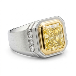 Classic Stylish Two-Tone Lab-Grown Diamond <b>Ring</b> IGI Certified PT950 18kt Gold 3.1ct Total Carat Luxury Jewelry Wedding - Product Image 2