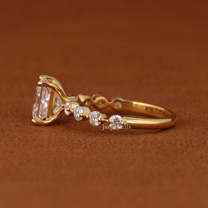Anillo de Compromiso con Diamante Cultivado en Laboratorio, Corte Princesa, Banda de Oro de 14K con Pavé, Certificado IGI, Joyería de Boda - Product Image 5