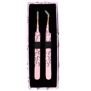 Pinzas Quirúrgicas Morje Rosadas para Pestañas con Diseño de Pestañas Negras, Punta de Acero Inoxidable de Precisión, Suaves, de 10 mm, para Aplicación de Pestañas - Product Image 6