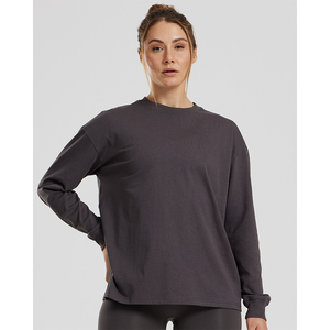 Camiseta de Manga Larga Oversize para Mujer, 100% Algodón, Suave, Transpirable, Ecológica, Corte Holgado, Ideal para Gimnasio y Entrenamiento - Product Image 1