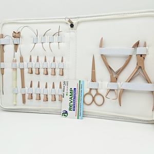 Kit d'outils pour extensions de cheveux, couleur beige, pinces en acier inoxydable, aiguille à crochet, ensemble de boucles pour extensions de cheveux à micro-anneaux et nano-anneaux - Product Image 3