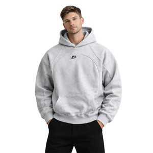 <b>Men</b> Hoodies Luxury Panel Custom Grey <b>Men</b>’s Hoodies Cotton Fleece <b>Pullover</b> Hoodie Minimal Logo Streetwear Heavyweight Hoodies - Product Image 1