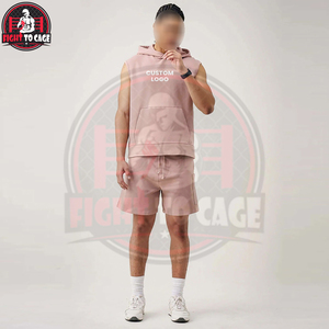 Ensemble court à capuche sans manches pour homme, entièrement personnalisé, léger, confortable, décontracté, pour la salle de sport, les activités de plein air, l'automne - Product Image 3