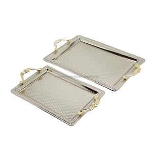Bandejas de Servicio Metálicas, Juegos de Regalo, Suministros para Restaurantes, Bandejas Decorativas, Bandeja Rectangular Apta para Lavavajillas, para Servir Alimentos - Product Image 1