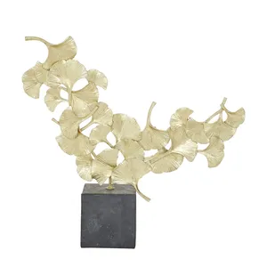 Escultura Metálica 3D Decorativa Contemporánea Hecha a Mano, Adorno Artístico para el Hogar, Decoración Moderna de Lujo para Sala de Estar, Bañada en Oro - Product Image 1