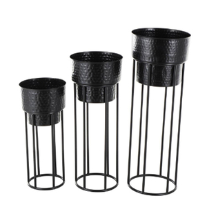 Juego de 3 macetas de metal negro con soportes, artículos de hierro forjado para decoración del hogar y bodas, macetas hechas a mano - Product Image 3