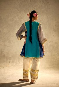 Conjunto de Kurti Étnico para Mujer, Kurti Chanderi Bordado con Gota Patti, Palazzo, Traje para Boda, Diwali, Fiesta - Product Image 4