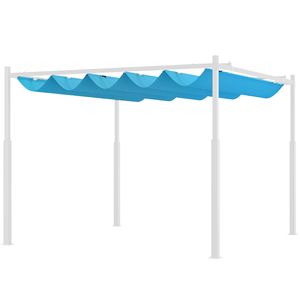 Pergola Moderna Retrattile 3x3m con Tenda UPF30+ Blu, Palo in Metallo per Esterni con Fissaggio Magnetico per Villa, Cortile, Parco - Product Image 1