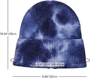 Gorros de punto acrílicos con bordado personalizado, diseño Tie Dye, estilo gorro de esquí con 4 esquinas redondeadas, gorro Tie Dye con diseño de personaje 2026 - Product Image 5