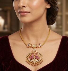 Collier en cuivre plaqué or traditionnel Divyoro pour femmes, cadeau de fiançailles, ensemble de bijoux pour anniversaire de mariage, design floral classique - Product Image 3