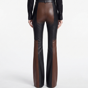 Pantalones de cuero sintético acampanados de moda para mujer, leggings anchos de cuero para mujer, pantalones acampanados de cuero de moda para mujer - Product Image 2