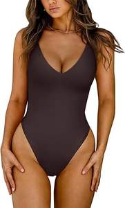 Traje de Baño de Una Pieza con Escote en V y Espalda Descubierta para Mujer, Marca QCustom, con Estampado de Tanga - Product Image 5