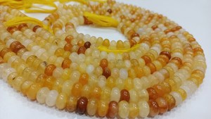 ลูกปัดควอตซ์สีเหลืองธรรมชาติทรงรอนเดลล์เรียบขนาด 8 มม. จำหน่ายเป็นเส้นยาว 8 นิ้ว - Product Image 4