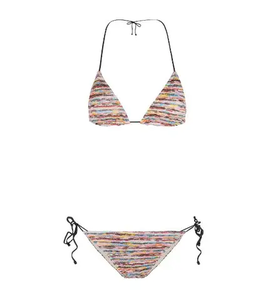 Traje de baño de una pieza con estampado de cintura alta para mujer, conjunto de bikinis acanalados con bloques de color y un hombro descubierto para la playa. - Product Image 4