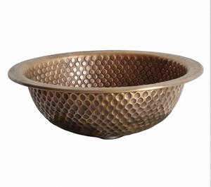 Fregadero de Cocina Premium Hecho a Mano de Cobre, de un Solo Tazón, Redondo, con Acabado Rústico Mate Cepillado - Product Image 1