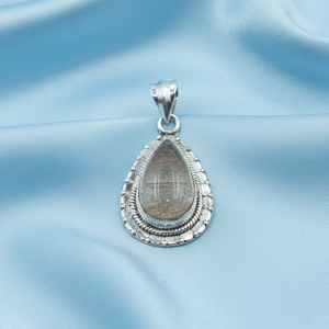 Cuarzo rutilado dorado natural, colgante de lágrima hecho a mano en plata de ley 925, diseño vintage, joyería curativa, regalo de Navidad - Product Image 3