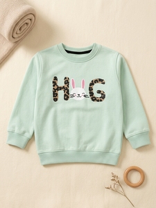 เสื้อสเวตเตอร์คอกลมพิมพ์ลายกระต่าย HUG สำหรับเด็กผู้หญิง แขนยาว - Product Image 2